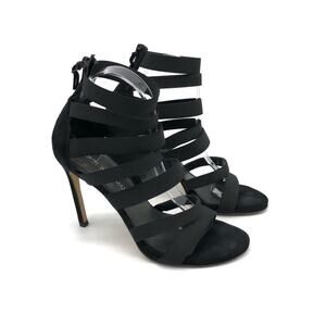 STUART WEITZMAN The Mummy Gladiator Sandal Heel Black Suede 9